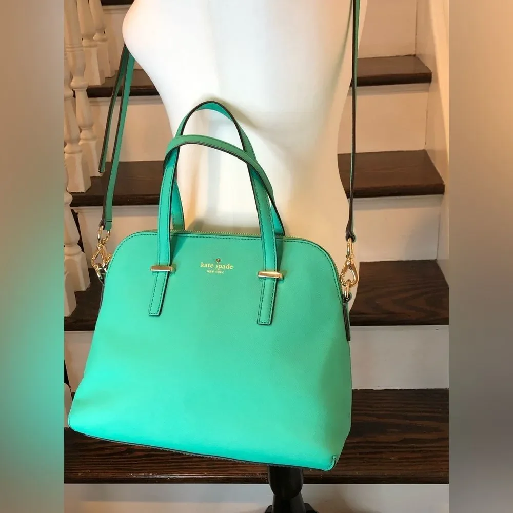 KATE SPADE Mint Green Cedar Street Maise Leather Satchel Crossbody